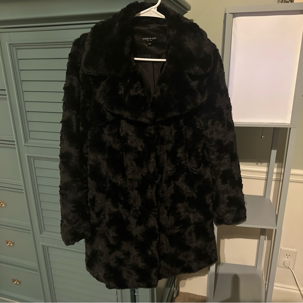 Kenneth Cole Dark Faux Fur Teddy Jacket